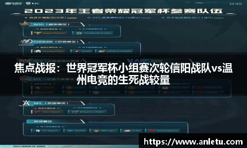焦点战报：世界冠军杯小组赛次轮信阳战队vs温州电竞的生死战较量